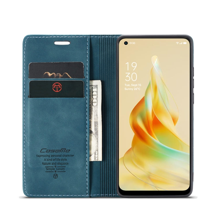For OPPO Reno8 T 4G CaseMe 013 Multifunctional Horizontal Flip Leather Phone Case(Blue) by CaseMe