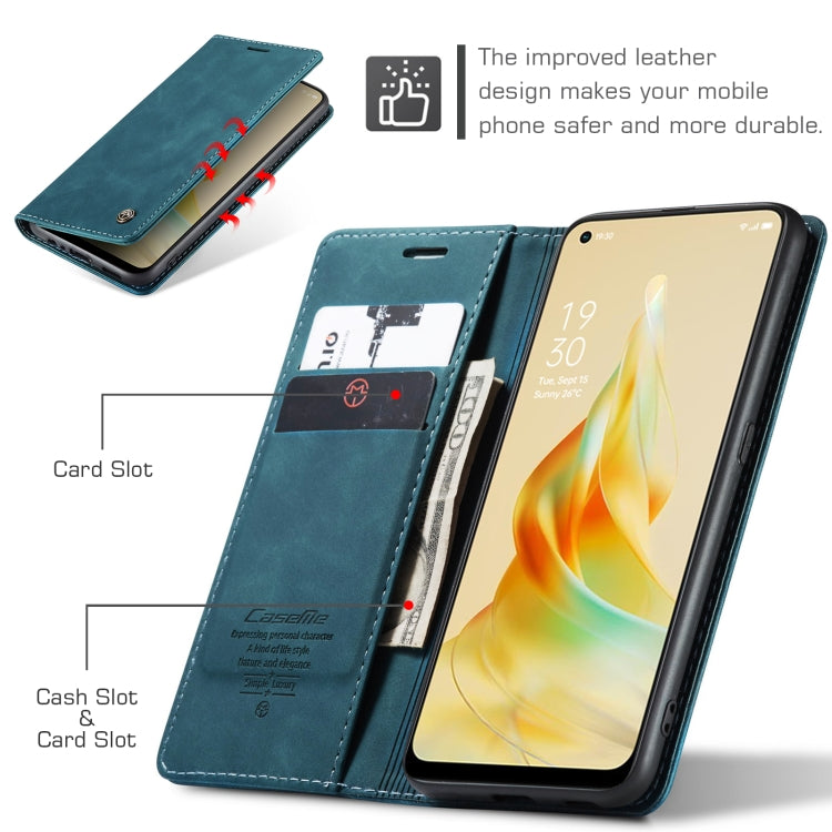 For OPPO Reno8 T 4G CaseMe 013 Multifunctional Horizontal Flip Leather Phone Case(Blue) by CaseMe