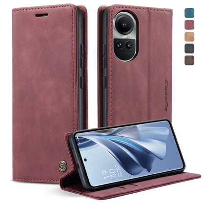 For OPPO Reno10 5G Global／Reno10 Pro Global CaseMe 013 Multifunctional Horizontal Flip Leather Phone Case(Wine Red) by CaseMe