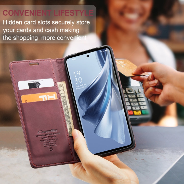 For OPPO Reno10 5G Global／Reno10 Pro Global CaseMe 013 Multifunctional Horizontal Flip Leather Phone Case(Wine Red) by CaseMe