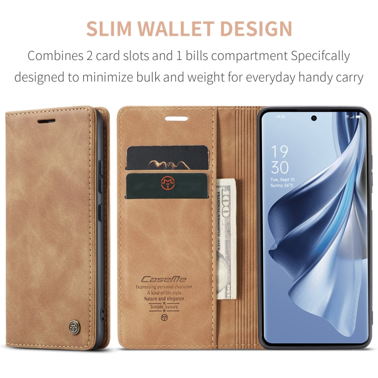 For OPPO Reno10 5G Global／Reno10 Pro Global CaseMe 013 Multifunctional Horizontal Flip Leather Phone Case(Brown) by CaseMe