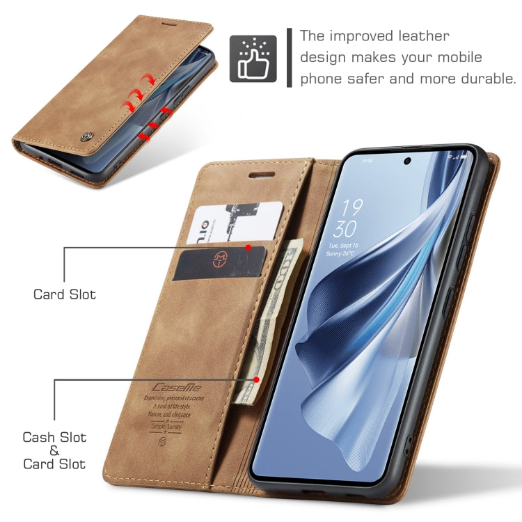 For OPPO Reno10 5G Global／Reno10 Pro Global CaseMe 013 Multifunctional Horizontal Flip Leather Phone Case(Brown) by CaseMe