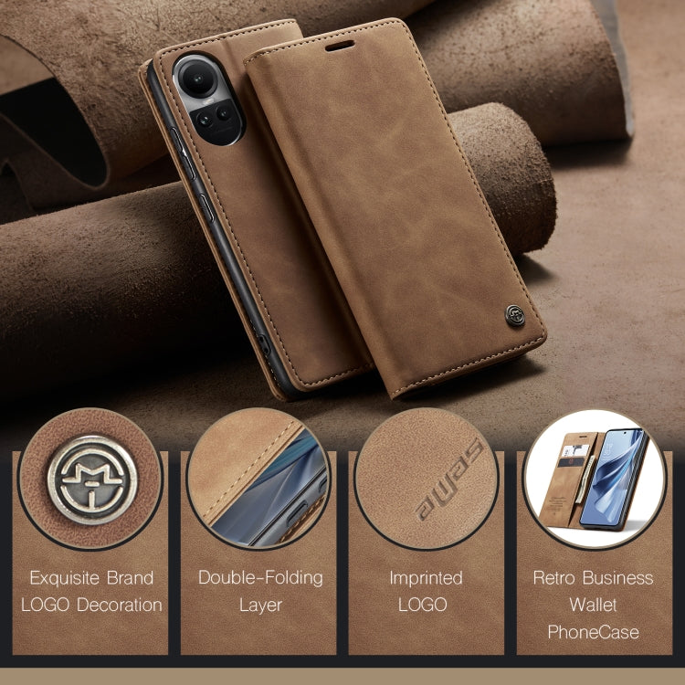 For OPPO Reno10 5G Global／Reno10 Pro Global CaseMe 013 Multifunctional Horizontal Flip Leather Phone Case(Brown) by CaseMe