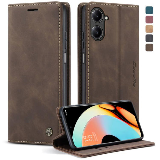 For Realme 10 Pro 5G CaseMe 013 Multifunctional Horizontal Flip Leather Phone Case(Coffee) by CaseMe