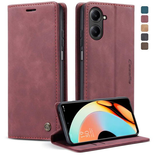 For Realme 10 Pro 5G CaseMe 013 Multifunctional Horizontal Flip Leather Phone Case(Wine Red) by CaseMe