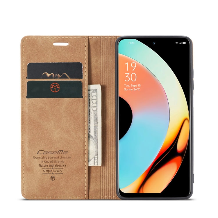 For Realme 10 Pro 5G CaseMe 013 Multifunctional Horizontal Flip Leather Phone Case(Brown) by CaseMe