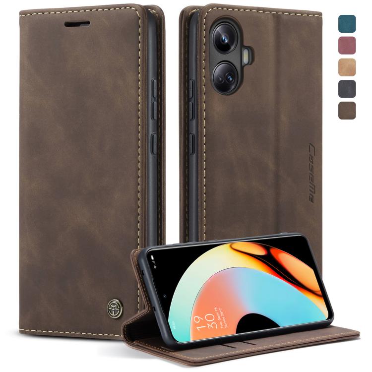 For Realme 10 Pro+ CaseMe 013 Multifunctional Horizontal Flip Leather Phone Case(Coffee) by CaseMe
