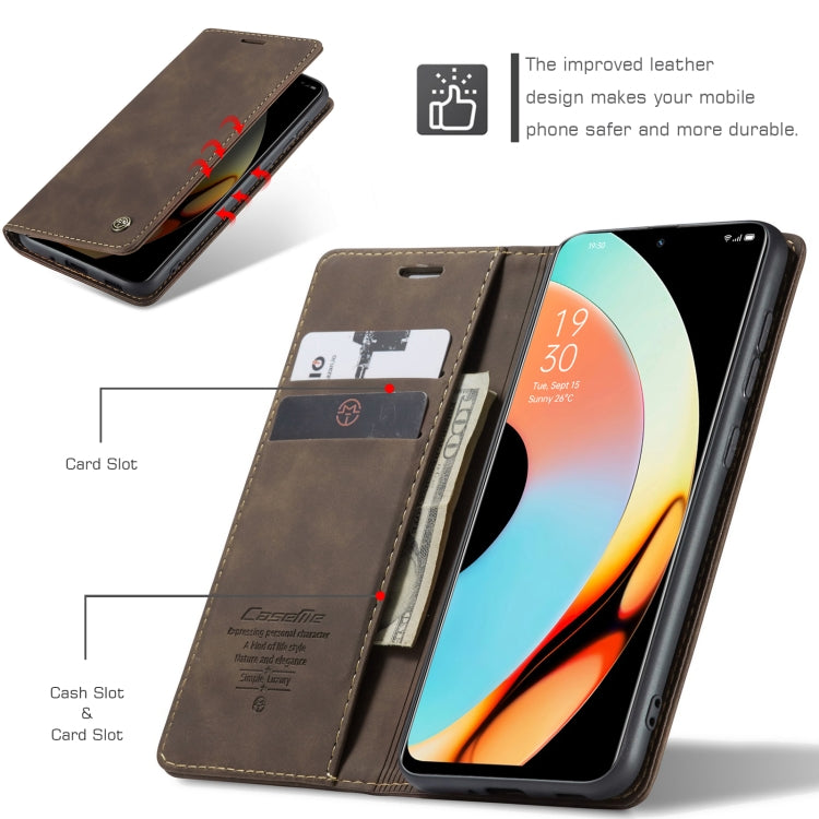 For Realme 10 Pro+ CaseMe 013 Multifunctional Horizontal Flip Leather Phone Case(Coffee) by CaseMe