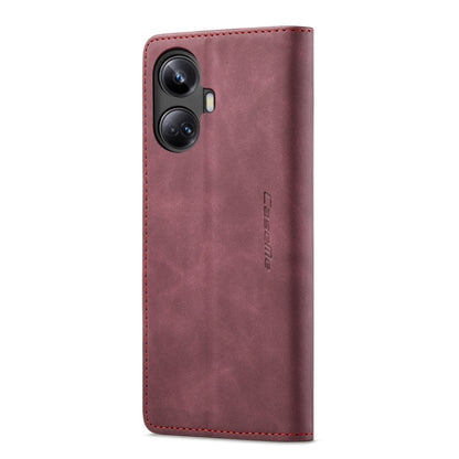 For Realme 10 Pro+ CaseMe 013 Multifunctional Horizontal Flip Leather Phone Case(Wine Red) by CaseMe
