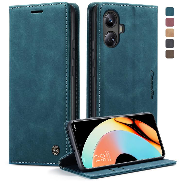 For Realme 10 Pro+ CaseMe 013 Multifunctional Horizontal Flip Leather Phone Case(Blue) by CaseMe