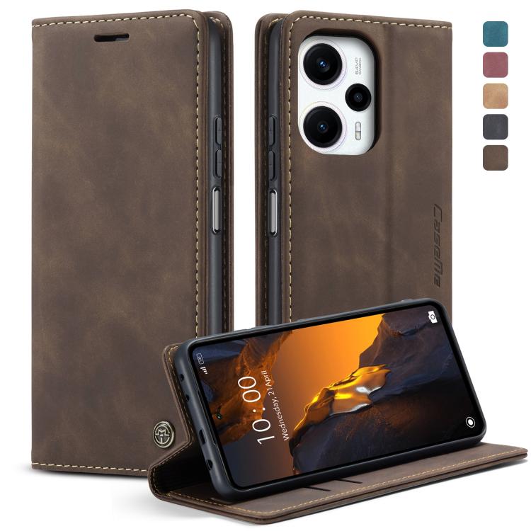 For Xiaomi Poco F5 5G/Redmi Note 12 Turbo 5G CaseMe 013 Multifunctional Horizontal Flip Leather Phone Case(Coffee) by CaseMe