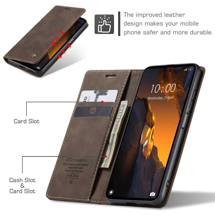 For Xiaomi Poco F5 5G/Redmi Note 12 Turbo 5G CaseMe 013 Multifunctional Horizontal Flip Leather Phone Case(Coffee) by CaseMe