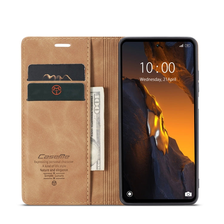 For Xiaomi Poco F5 5G/Redmi Note 12 Turbo 5G CaseMe 013 Multifunctional Horizontal Flip Leather Phone Case(Brown) by CaseMe