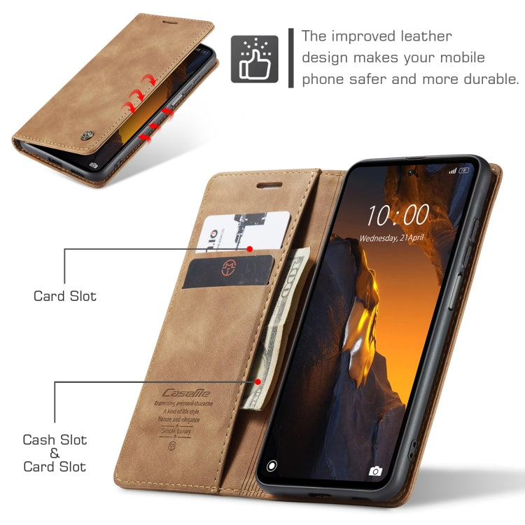For Xiaomi Poco F5 5G/Redmi Note 12 Turbo 5G CaseMe 013 Multifunctional Horizontal Flip Leather Phone Case(Brown) by CaseMe