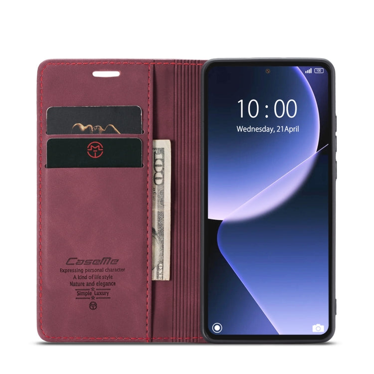 For Xiaomi 13T/13T Pro CaseMe 013 Multifunctional Horizontal Flip Leather Phone Case(Wine Red) by CaseMe