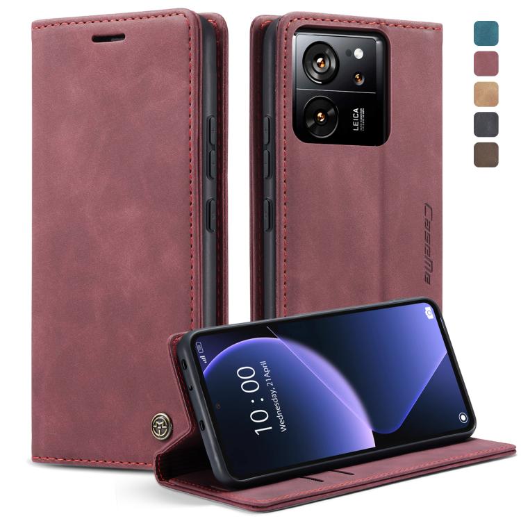 For Xiaomi 13T/13T Pro CaseMe 013 Multifunctional Horizontal Flip Leather Phone Case(Wine Red) by CaseMe