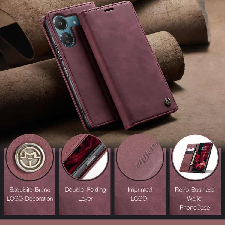For Xiaomi Redmi 13C 4G Global / 13C 5G CaseMe 013 Multifunctional Horizontal Flip Leather Phone Case(Wine Red) - 13C Cases by CaseMe | Online Shopping UK | buy2fix