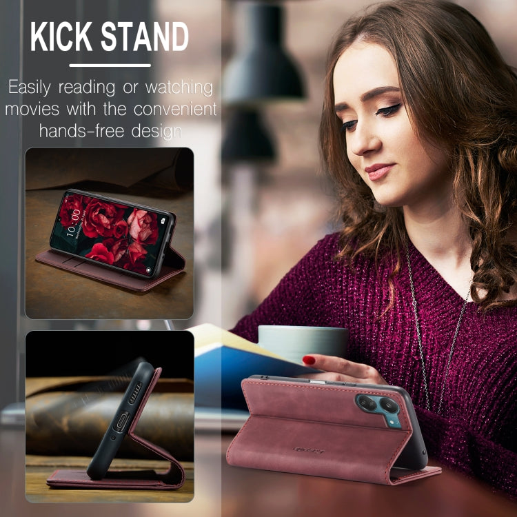 For Xiaomi Redmi 13C 4G Global / 13C 5G CaseMe 013 Multifunctional Horizontal Flip Leather Phone Case(Wine Red) by CaseMe