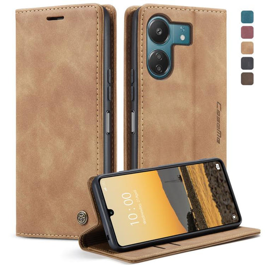 For Xiaomi Redmi 13C 4G Global / 13C 5G CaseMe 013 Multifunctional Horizontal Flip Leather Phone Case(Brown) by CaseMe