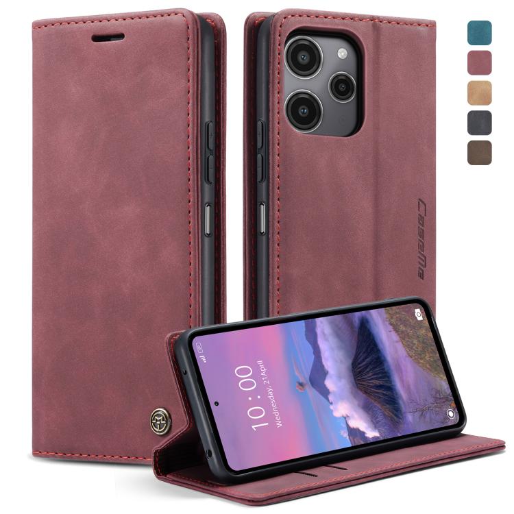 For Xiaomi Redmi 12 4G / 12 5G／Note 12R CaseMe 013 Multifunctional Horizontal Flip Leather Phone Case(Wine Red) by CaseMe