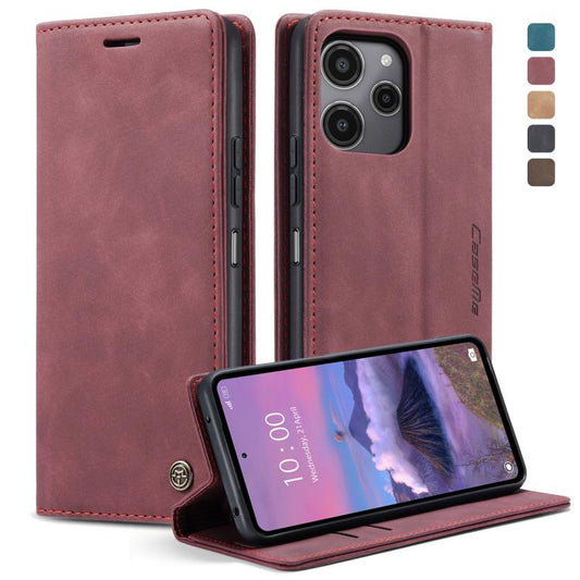 For Xiaomi Redmi 12 4G / 12 5G／Note 12R CaseMe 013 Multifunctional Horizontal Flip Leather Phone Case(Wine Red) by CaseMe
