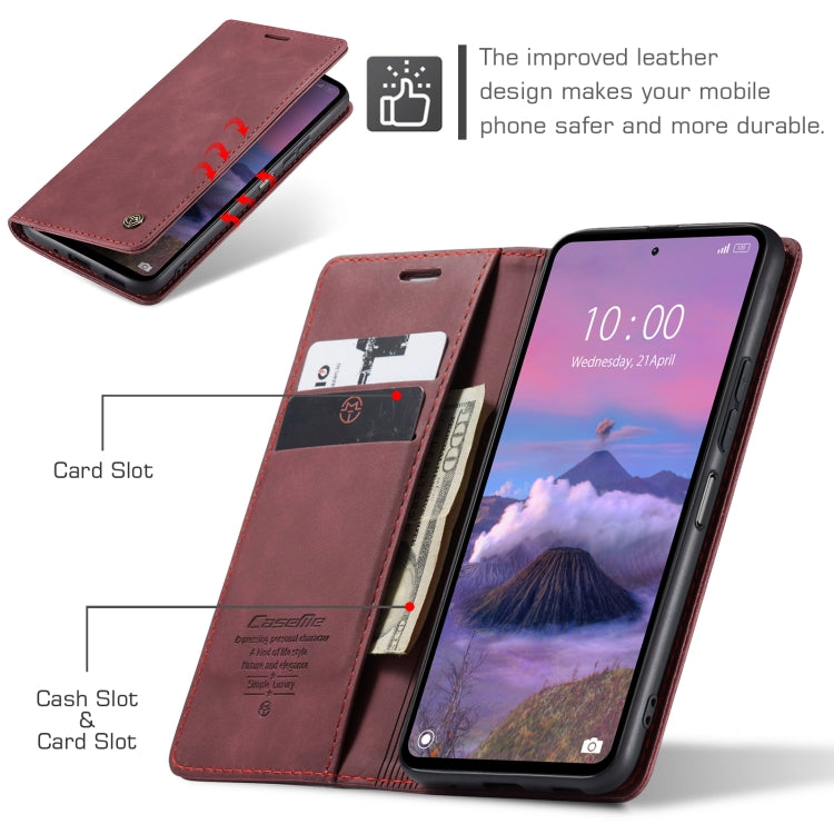 For Xiaomi Redmi 12 4G / 12 5G／Note 12R CaseMe 013 Multifunctional Horizontal Flip Leather Phone Case(Wine Red) by CaseMe