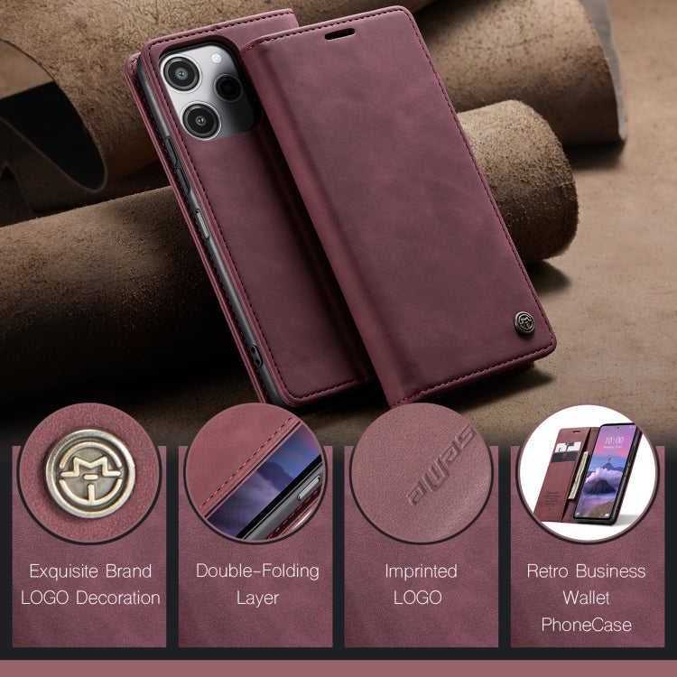 For Xiaomi Redmi 12 4G / 12 5G／Note 12R CaseMe 013 Multifunctional Horizontal Flip Leather Phone Case(Wine Red) by CaseMe