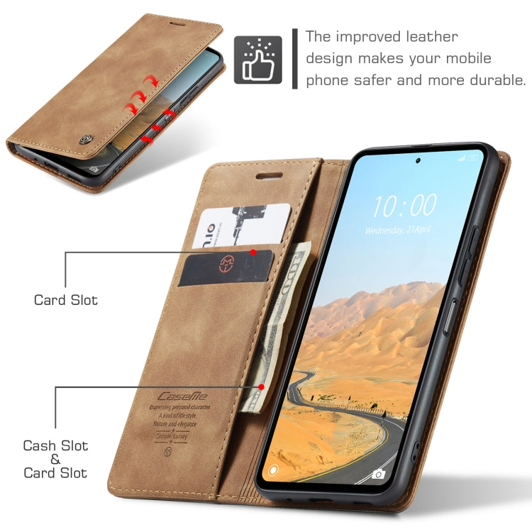 For Xiaomi Redmi 12 4G / 12 5G／Note 12R CaseMe 013 Multifunctional Horizontal Flip Leather Phone Case(Brown) by CaseMe