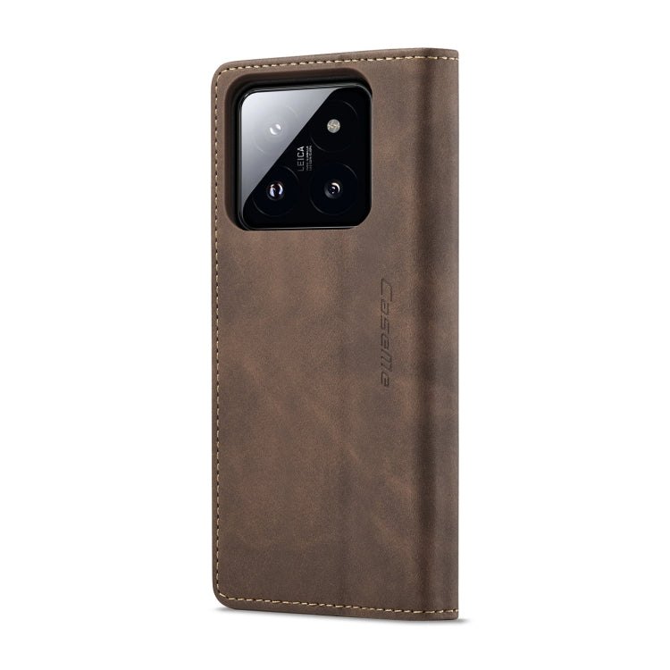 For Xiaomi 14 CaseMe 013 Multifunctional Horizontal Flip Leather Phone Case(Coffee) by CaseMe