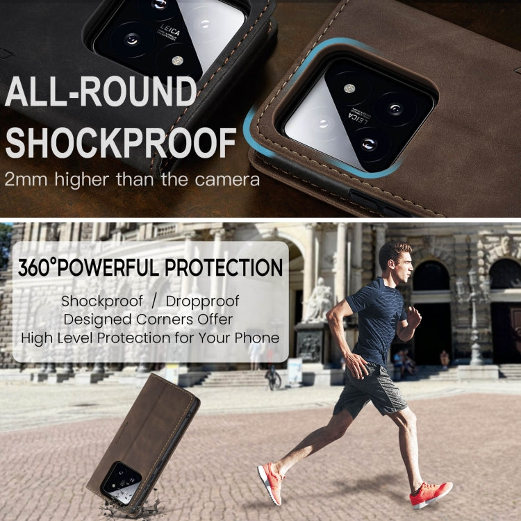 For Xiaomi 14 CaseMe 013 Multifunctional Horizontal Flip Leather Phone Case(Coffee) by CaseMe