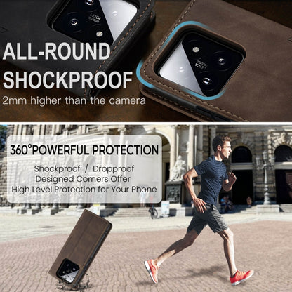 For Xiaomi 14 CaseMe 013 Multifunctional Horizontal Flip Leather Phone Case(Coffee) by CaseMe