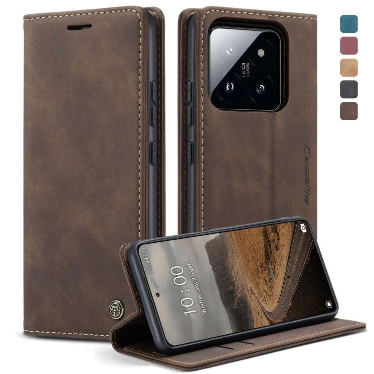 For Xiaomi 14 CaseMe 013 Multifunctional Horizontal Flip Leather Phone Case(Coffee) by CaseMe