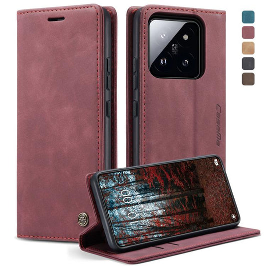 For Xiaomi 14 CaseMe 013 Multifunctional Horizontal Flip Leather Phone Case(Wine Red) by CaseMe