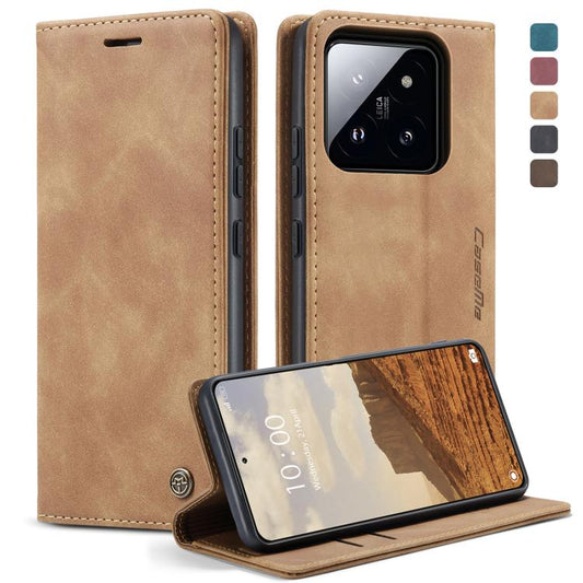 For Xiaomi 14 CaseMe 013 Multifunctional Horizontal Flip Leather Phone Case(Brown) by CaseMe