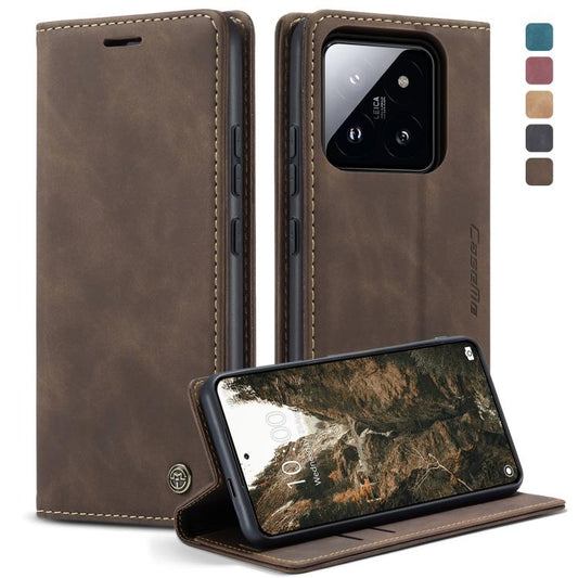 For Xiaomi 14 Pro CaseMe 013 Multifunctional Horizontal Flip Leather Phone Case(Coffee) by CaseMe
