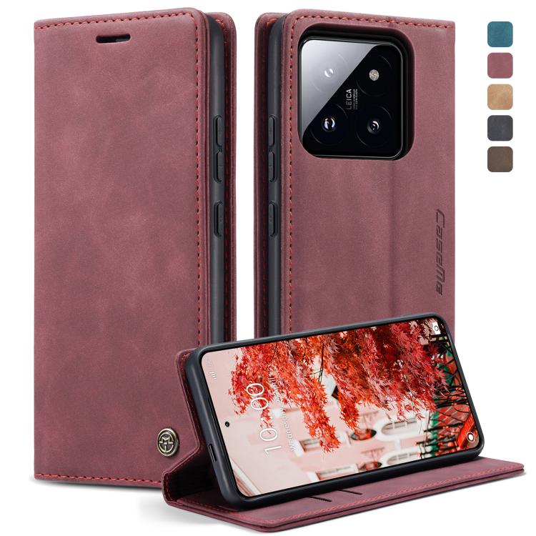 For Xiaomi 14 Pro CaseMe 013 Multifunctional Horizontal Flip Leather Phone Case(Wine Red) by CaseMe