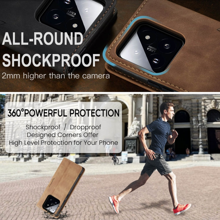 For Xiaomi 14 Pro CaseMe 013 Multifunctional Horizontal Flip Leather Phone Case(Brown) by CaseMe