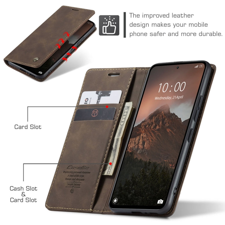 For Xiaomi Redmi Note 13 4G CaseMe 013 Multifunctional Horizontal Flip Leather Phone Case(Coffee) by CaseMe
