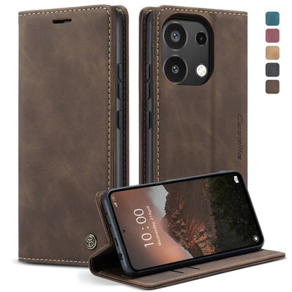 For Xiaomi Redmi Note 13 4G CaseMe 013 Multifunctional Horizontal Flip Leather Phone Case(Coffee) by CaseMe