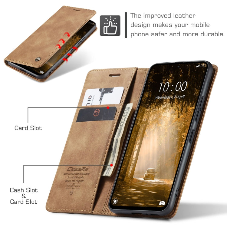 For Xiaomi Redmi Note 13 4G CaseMe 013 Multifunctional Horizontal Flip Leather Phone Case(Brown) by CaseMe