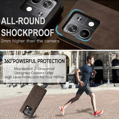 For Xiaomi Redmi Note 13 5G CaseMe 013 Multifunctional Horizontal Flip Leather Phone Case(Coffee) by CaseMe