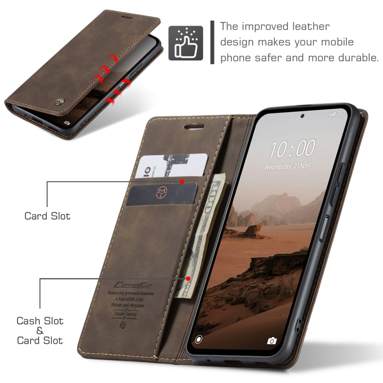 For Xiaomi Redmi Note 13 5G CaseMe 013 Multifunctional Horizontal Flip Leather Phone Case(Coffee) by CaseMe