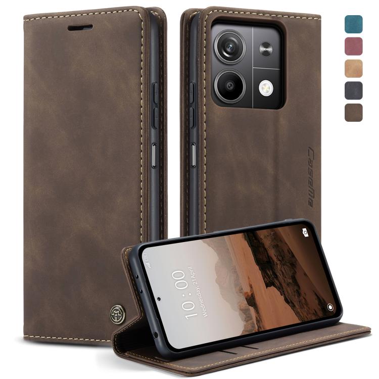 For Xiaomi Redmi Note 13 5G CaseMe 013 Multifunctional Horizontal Flip Leather Phone Case(Coffee) by CaseMe