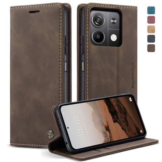 For Xiaomi Redmi Note 13 5G CaseMe 013 Multifunctional Horizontal Flip Leather Phone Case(Coffee) by CaseMe