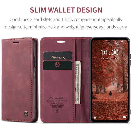 For Xiaomi Redmi Note 13 5G CaseMe 013 Multifunctional Horizontal Flip Leather Phone Case(Wine Red) by CaseMe