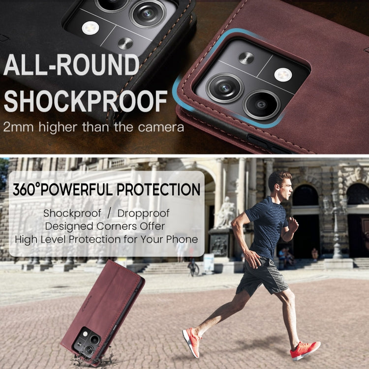 For Xiaomi Redmi Note 13 5G CaseMe 013 Multifunctional Horizontal Flip Leather Phone Case(Wine Red) by CaseMe