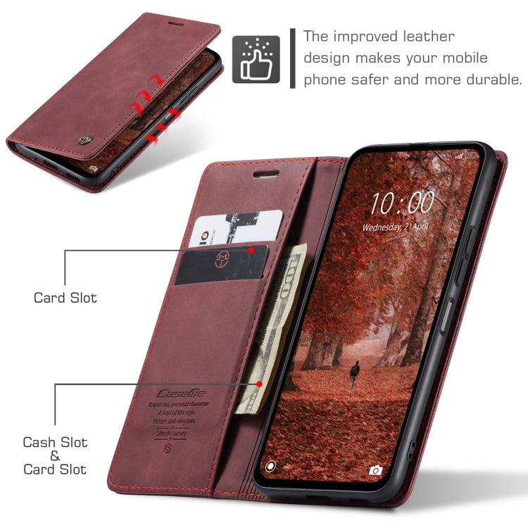 For Xiaomi Redmi Note 13 5G CaseMe 013 Multifunctional Horizontal Flip Leather Phone Case(Wine Red) by CaseMe