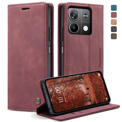 For Xiaomi Redmi Note 13 5G CaseMe 013 Multifunctional Horizontal Flip Leather Phone Case(Wine Red) by CaseMe