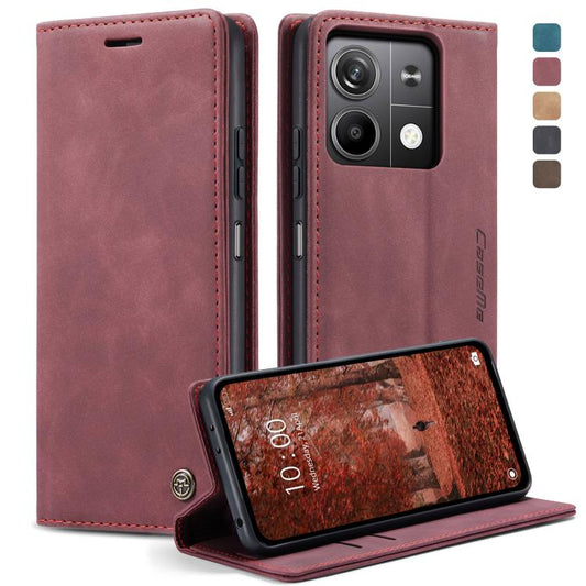 For Xiaomi Redmi Note 13 5G CaseMe 013 Multifunctional Horizontal Flip Leather Phone Case(Wine Red) by CaseMe