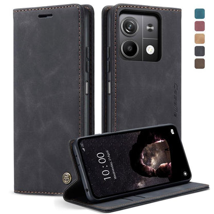 For Xiaomi Redmi Note 13 5G CaseMe 013 Multifunctional Horizontal Flip Leather Phone Case(Black) by CaseMe